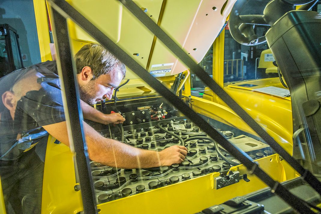 Man at work with machine